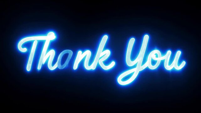 Thank you with neon text effect, text motion, animation effect, easy multiplication, and 3D text effect.