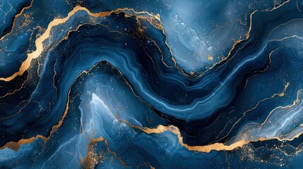 Blue and Gold Marble Texture for Backdrop, Wallpaper, or Luxury Design Elements