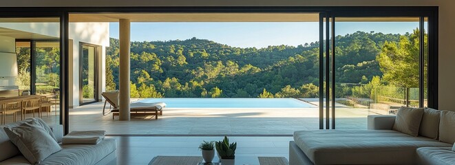 Modern Villa Living Area Pool View