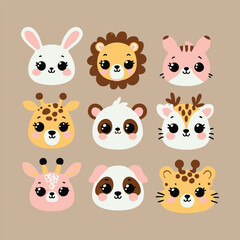 set of funny animals