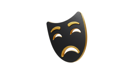 Sad Drama Mask in Black and Gold Shows Stage Performance