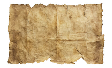 Fototapeta premium Old blank vintage paper with a rough texture and grunge edge on a transparent background, top view.