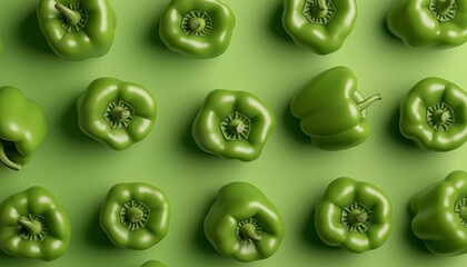 Green bell pepper chili vegetable spicy seasoning taste on dark background