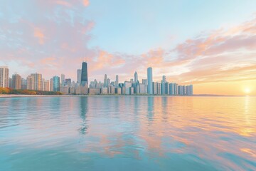 Fototapeta premium Chicago Skyline Sunrise over Lakefront