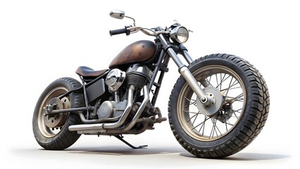 Vintage Motorcycle on White Background