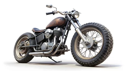Crédence de cuisine en verre imprimé Vintage Motorcycle on White Background