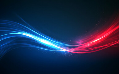 Dark blue background with glowing blue and red rays in an abstract design