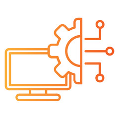 digital technology single icon with a line gradient style