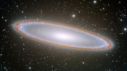 Fototapeta premium Supermassive black hole expels glowing star streams amid galactic collision, revealing cosmic chaos and creation. 