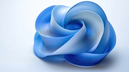 Blue Mobius Strip Knot On White, Suggesting Infinity, Loop, Connection and Abstract Art