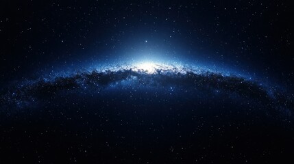 Fototapeta premium Blue nebula forming a galactic arm with shining stars for sci-fi or astronomy use