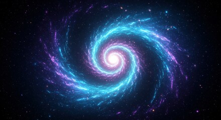 Obraz premium Spiral galaxy, cosmic swirl, vibrant blue and purple nebula, starry background, deep space, celestial vortex, astronomical phenomenon, dynamic energy, cosmic dance, interstellar clouds, luminous spira