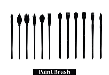Set of paint brush silhouette