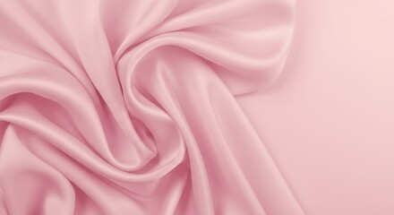 Obraz premium soft pink fabric, silky texture, gentle folds, delicate sheen, smooth surface, pastel hues, elegant drapery, close-up detail, luxurious material, satin-like appearance, subtle shadows, flowing textile