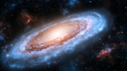 Obraz premium Galaxy with nine glowing rings, a celestial bullseye, symbolizing cosmic harmony and infinite depth. 