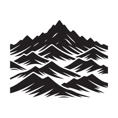 Obraz premium Mountain range silhouette Silhouette Vector Illustration, Solid White Background.