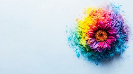 Rainbow powder flower, pastel background