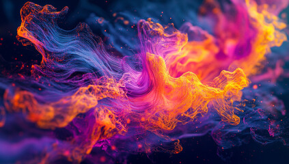Fototapeta premium Abstract glowing neon waves in pink and purple on a colorful blurred background