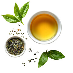 Aromatic Green Tea Infused With Fresh Herbs On Crisp White Backgrounds. The Infusion Is Soothing