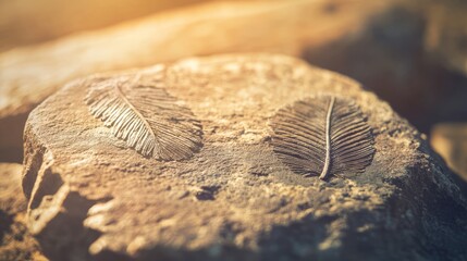Prehistoric bird fossils with detailed feathers, revealing ancient life and evolution.
