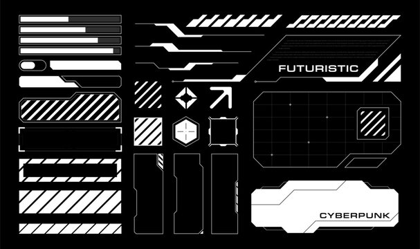 Futuristic Hud Element Vector Illustration. Set cyberpunk tech, street wear collection. - Powered by Adobe