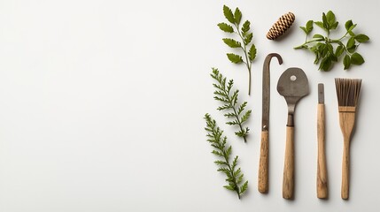 Innovative farmer tool collection for garden soil eco-friendly plants indoor environment artistic viewpoint sustainable concept