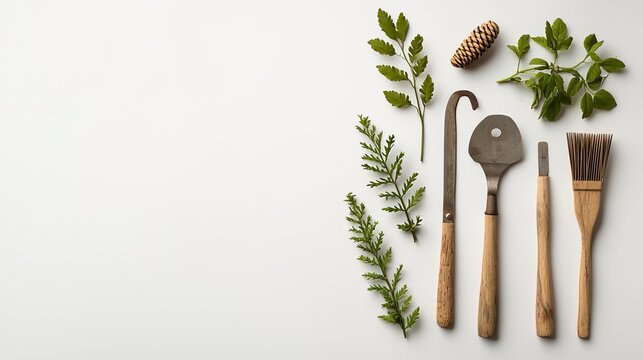 Innovative farmer tool collection for garden soil eco-friendly plants indoor environment artistic viewpoint sustainable concept