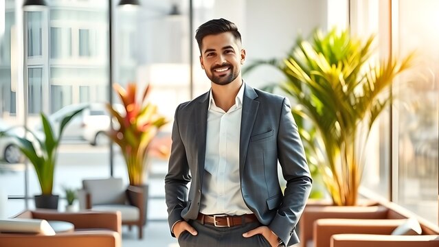 Un empleado hispano guapo y confiable.
