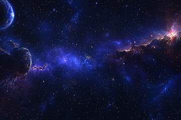 Vast cosmic scene showcasing vibrant nebulae, distant galaxies, and celestial bodies in space