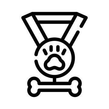 black outline dog paw medal clip art preview