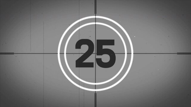 countdown vintage movie from 29 to 0, with old timer count in retro style gray color, great for video, cinematographic, theatre, best suitable for your cinema, films and the old footage video