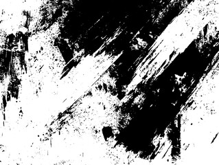 Abstract Grunge Brush Strokes Texture, High-Contrast Black and White Artistic Background