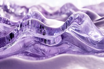 Abstract glass fluid waves form an undulating surface structure