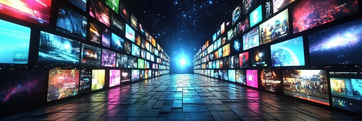 Digital Screens Corridor of Entertainment