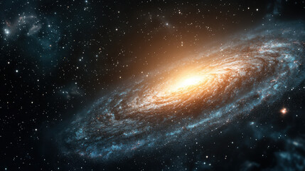 Fototapeta premium Stunning Spiral Galaxy with Bright Core and Distant Stars in Space