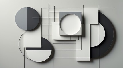 Abstract Geometric Composition with Modern Shapes and Shadows
