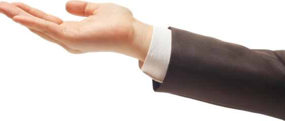 Open Hand Gesture Female Businessperson Offering Receiving Help Support Isolated