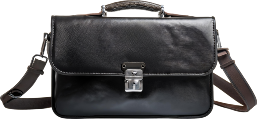 Stylish Black Leather Briefcase Bag with Adjustable Shoulder Strap and Top Handle