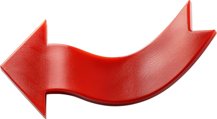 3D Rendered Red Curved Arrow Left Backward Navigation Return Icon