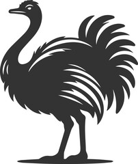 Ostrich standing confidently with wings slightly extended animal vector silhouette