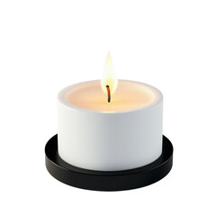 Single Candle Flame Flickering in the Dark Isolated on Transparent Background