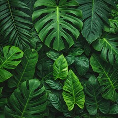 green leaf texture.Collection of tropical leaves,Foliage plant on green background.