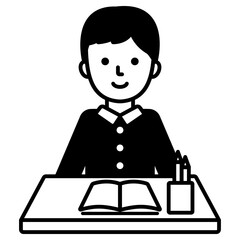 공부하는 학생 책상 아이콘