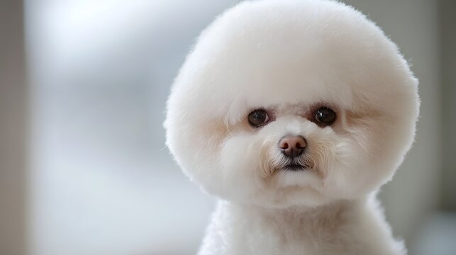 Masterful Grooming of a Fluffy Bichon Frise in an Upscale Pet Salon