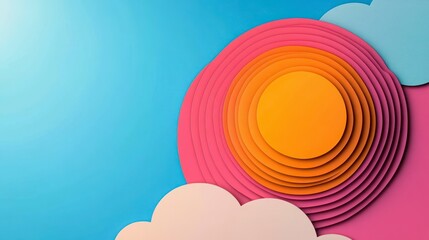 Obraz premium Colorful Abstract Design with Layers of Circles and Clouds