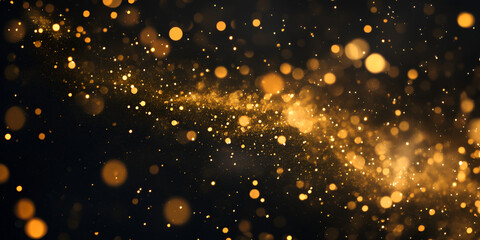 Fototapeta premium Golden Heart with Abstract Smoke on Black Background