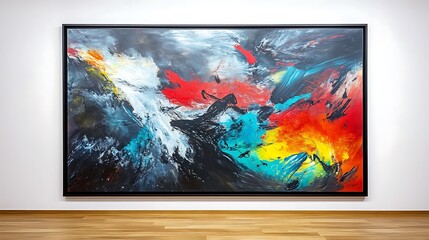 Abstract Colorful Painting On Display In Gallery