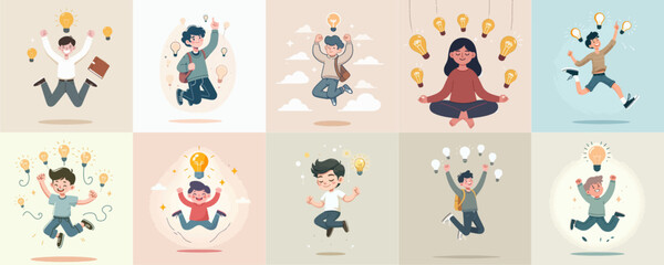 Fototapeta premium set of people having an idea