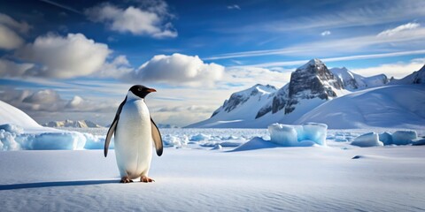 Snowy landscape at South Pole, Antarctica, penguin,  Antarctica, penguin, frozen tundra, bird, snow, animal