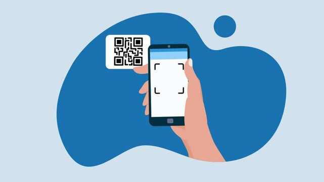 Animation of a hand scanning a QR code with a smartphone, symbolizing quick and efficient data access, suitable for tech content.alpha channel only 4k.
